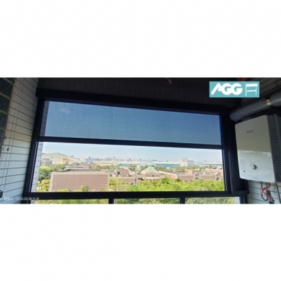 AGG防塵抗風捲窗_陽台圍牆上方